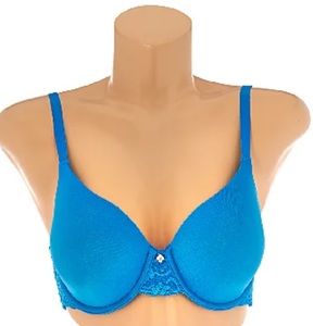 Breezies Full Coverage T-Shirt Bra with Lace Accents 34C BLACK New in Bag